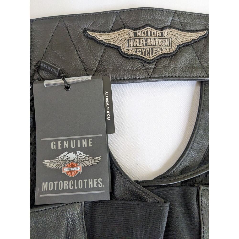 Harley-Davidson Women's Boone Fringed Legs Leather Chaps Black L Large New Logo - Picture 6 of 10